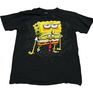 Rare SpongeBob SquarePants 2010 Fifthsun Viacom Black T-Shirt‎ Unisex Small